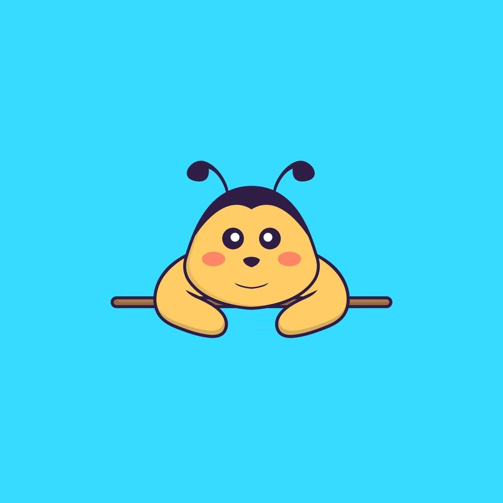 Cute bee lying down. Animal cartoon concept isolated. Can used for t-shirt, greeting card, invitation card or mascot. Flat Cartoon Style vector