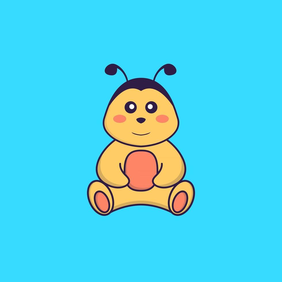 Cute bee is sitting. Animal cartoon concept isolated. Can used for t-shirt, greeting card, invitation card or mascot. Flat Cartoon Style vector