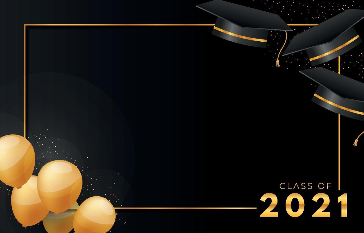 Graduation Frame with Balloon and Square Academic Cap vector