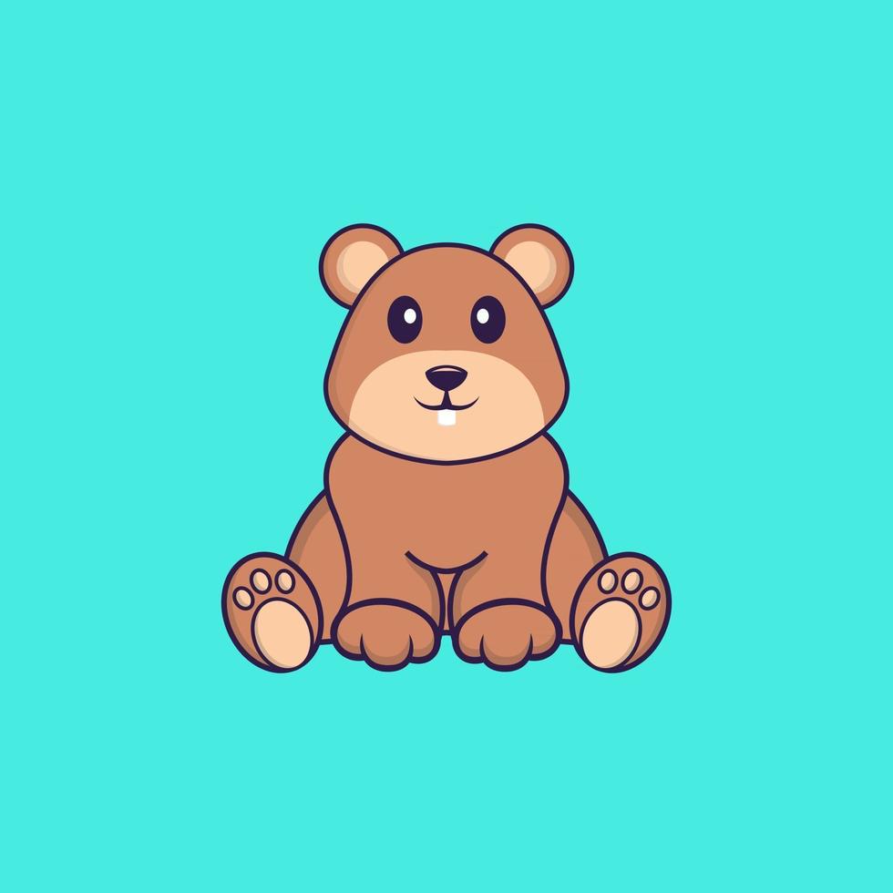 Cute squirrel is sitting. Animal cartoon concept isolated. Can used for t-shirt, greeting card, invitation card or mascot. Flat Cartoon Style vector