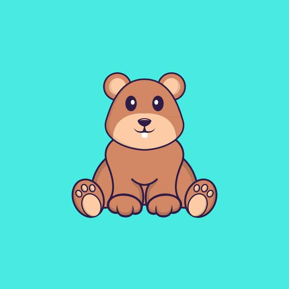 Cute squirrel is sitting. Animal cartoon concept isolated. Can used for t-shirt, greeting card, invitation card or mascot. Flat Cartoon Style vector