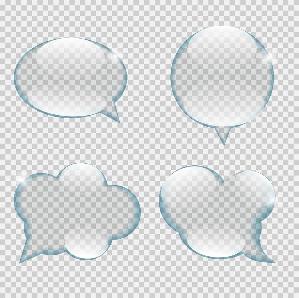 Ilustración de vector de burbuja de discurso de transparencia de vidrio
