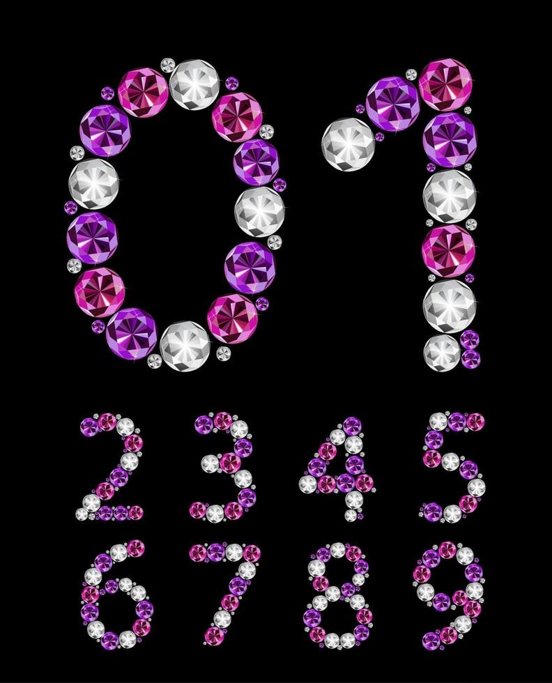 Abstract Luxury Diamond Numbers Vector Illustration