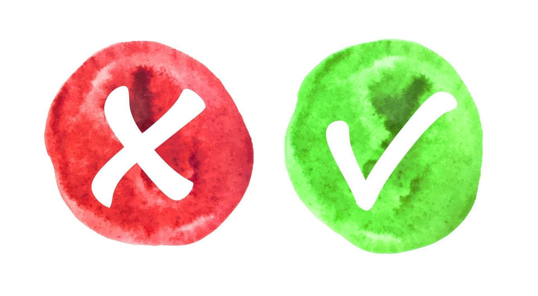 Vector Red and Green Watermark Check Mark Icons
