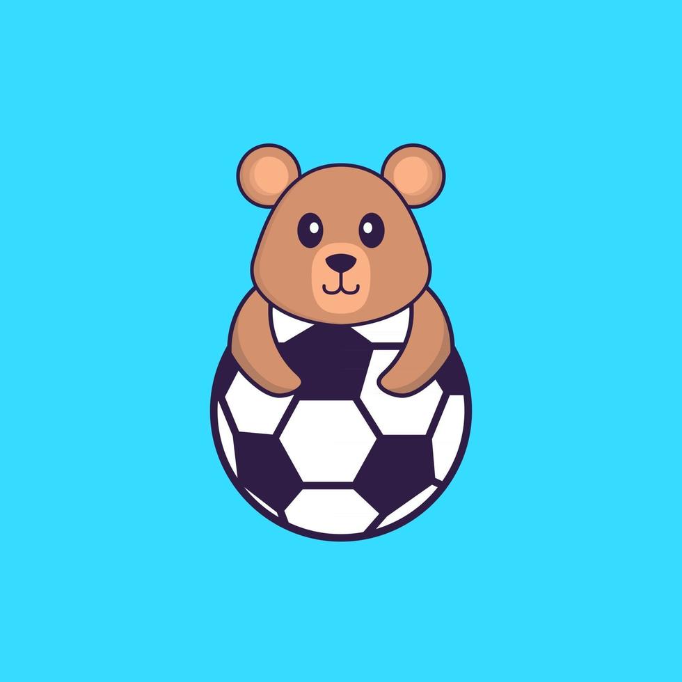 linda rata jugando al fútbol. aislado concepto de dibujos animados de animales. Puede utilizarse para camiseta, tarjeta de felicitación, tarjeta de invitación o mascota. estilo de dibujos animados plana vector