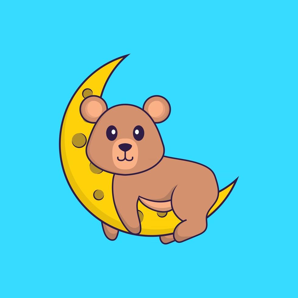 linda rata está en la luna. aislado concepto de dibujos animados de animales. Puede utilizarse para camiseta, tarjeta de felicitación, tarjeta de invitación o mascota. estilo de dibujos animados plana vector