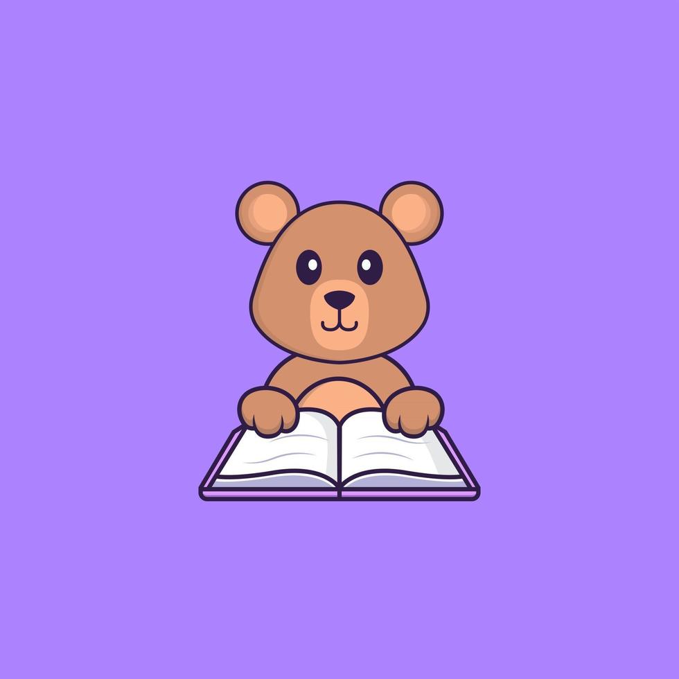 linda rata leyendo un libro. aislado concepto de dibujos animados de animales. Puede utilizarse para camiseta, tarjeta de felicitación, tarjeta de invitación o mascota. estilo de dibujos animados plana vector