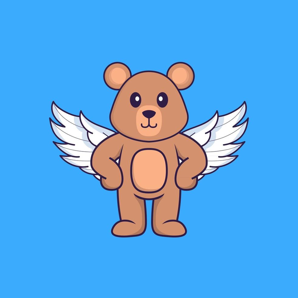 Cute rat using wings. Animal cartoon concept isolated. Can used for t-shirt, greeting card, invitation card or mascot. Flat Cartoon Style vector
