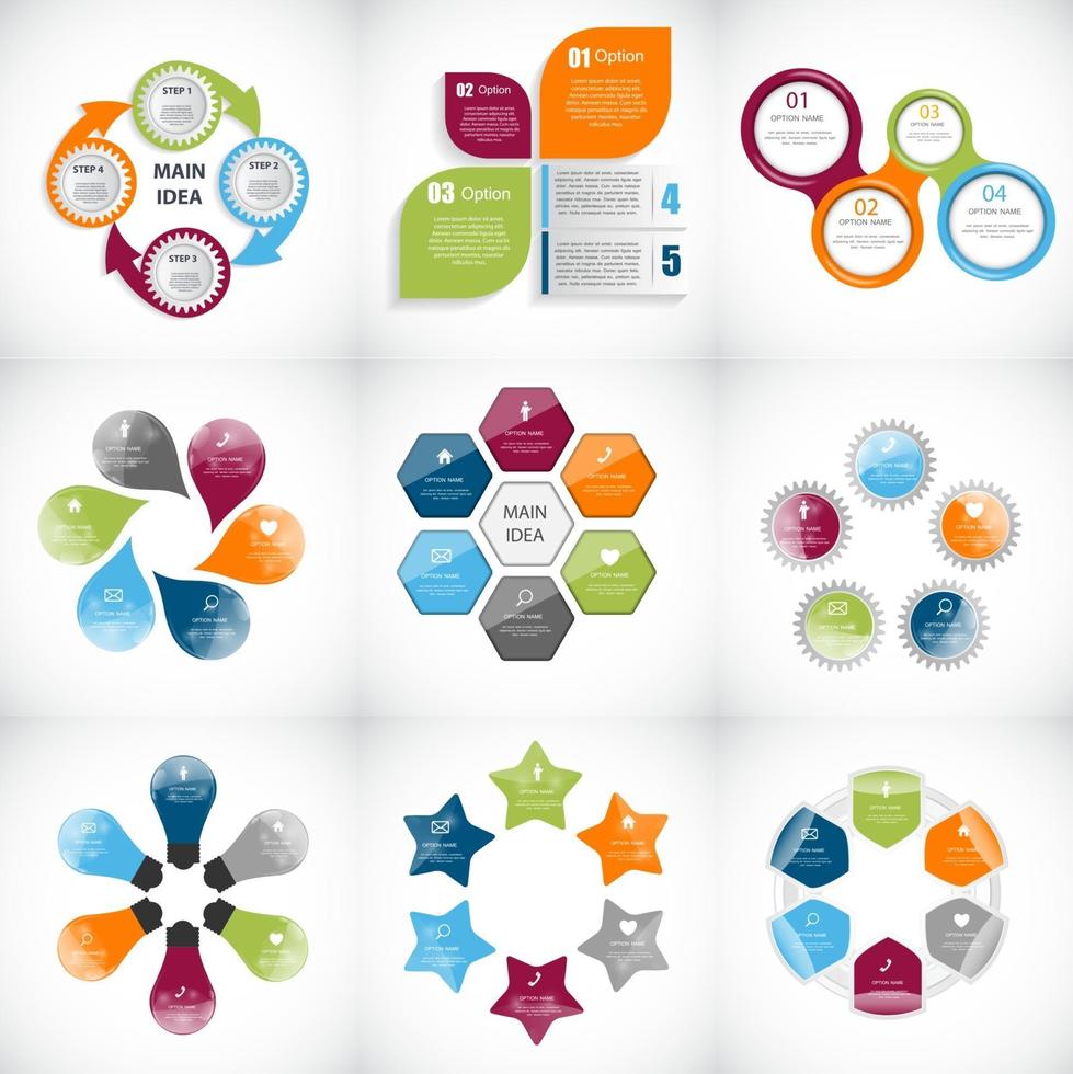 Collection of Infographic Templates for Business Vector Illustration