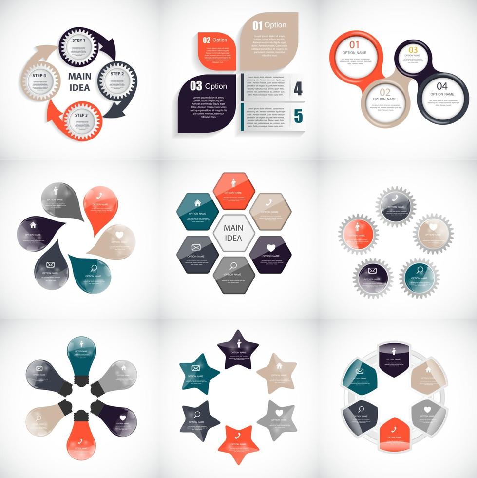 Collection of Infographic Templates for Business Vector Illustration