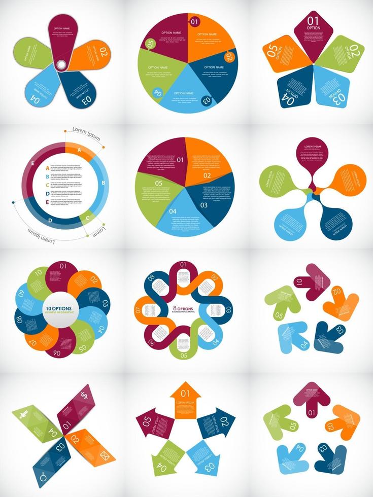 Collection of Infographic Templates for Business Vector Illustration