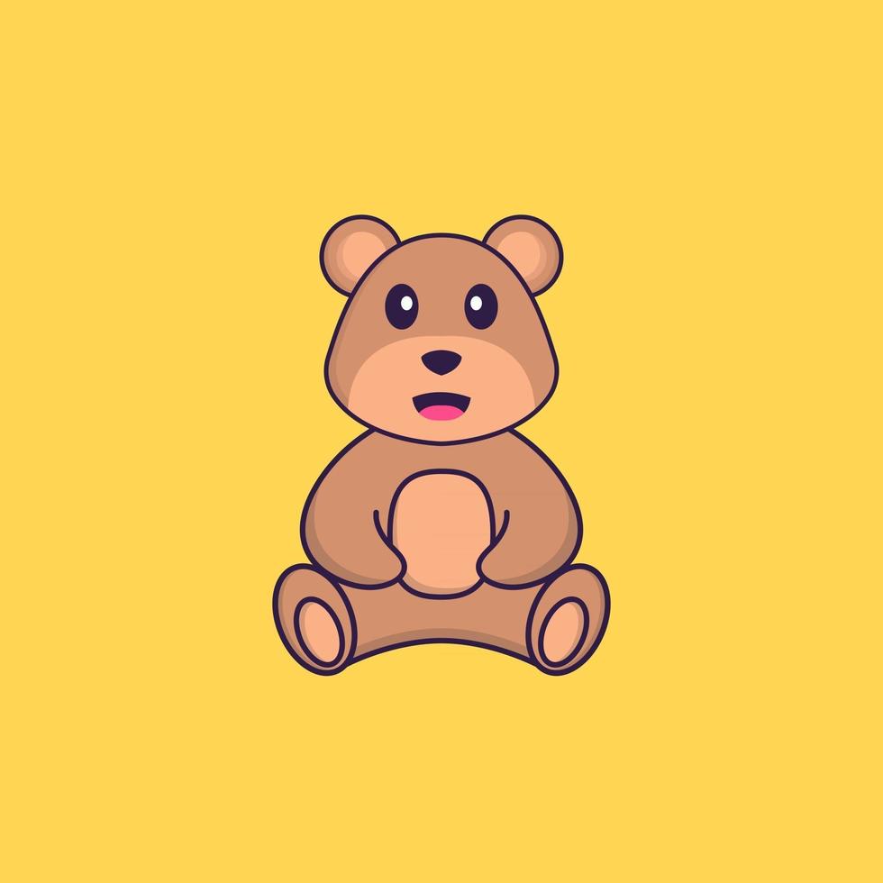 Cute bear is sitting. Animal cartoon concept isolated. Can used for t-shirt, greeting card, invitation card or mascot. Flat Cartoon Style vector