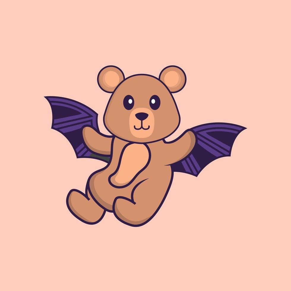 Cute rat is flying with wings. Animal cartoon concept isolated. Can used for t-shirt, greeting card, invitation card or mascot. Flat Cartoon Style vector