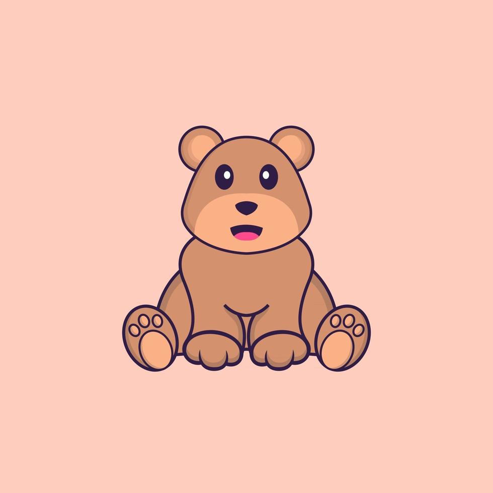 Cute bear is sitting. Animal cartoon concept isolated. Can used for t-shirt, greeting card, invitation card or mascot. Flat Cartoon Style vector