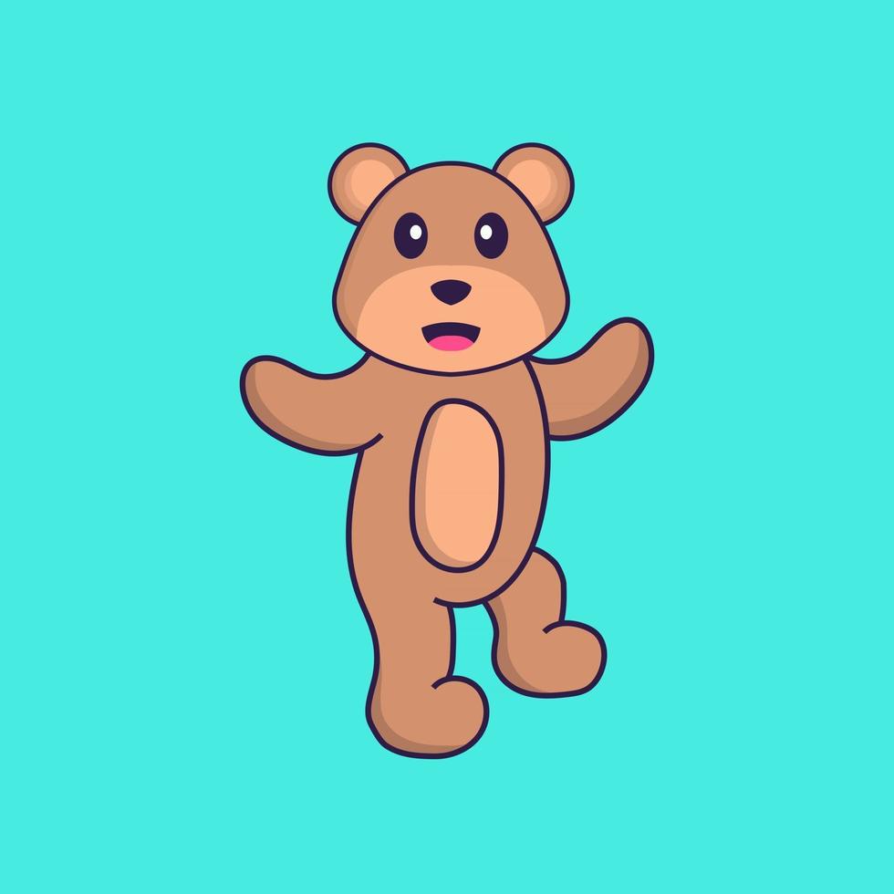 lindo oso está bailando. aislado concepto de dibujos animados de animales.  Puede utilizarse para camiseta, tarjeta de felicitación, tarjeta de  invitación o mascota. estilo de dibujos animados plana 2913539 Vector en  Vecteezy