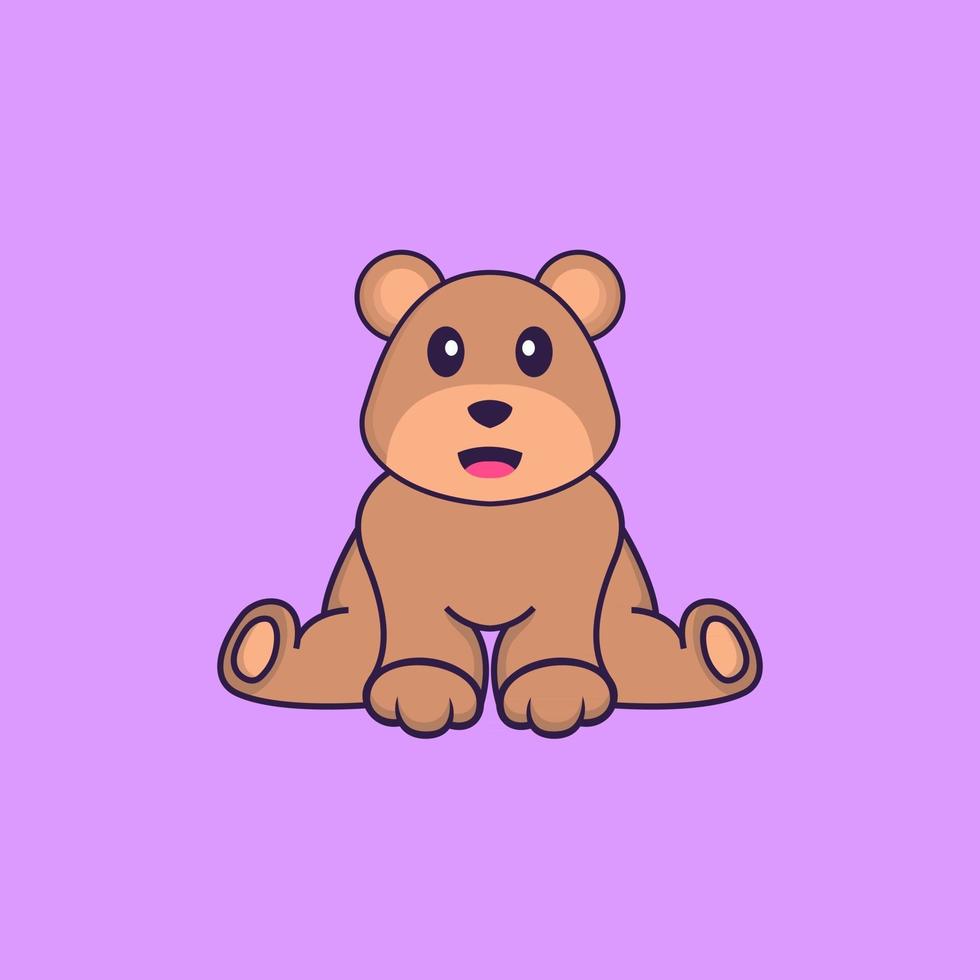 Cute bear is sitting. Animal cartoon concept isolated. Can used for t-shirt, greeting card, invitation card or mascot. Flat Cartoon Style vector