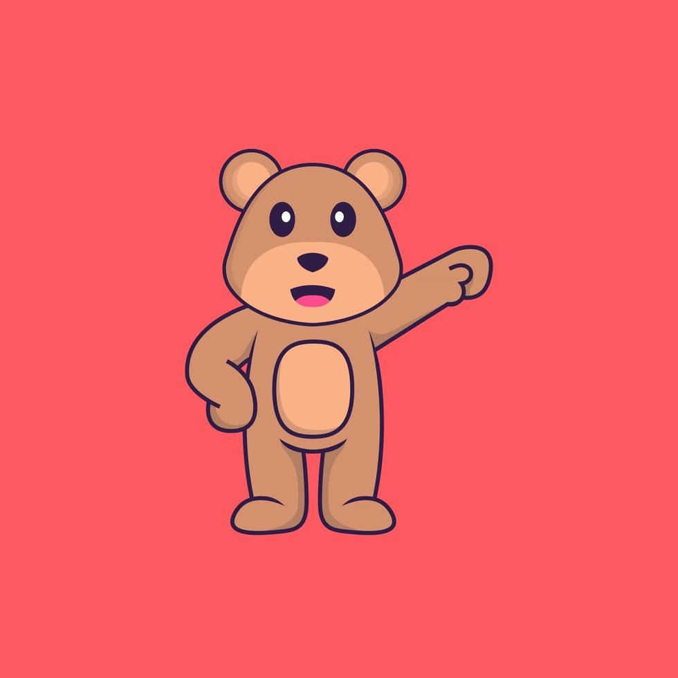 Cute bear hero. Animal cartoon concept isolated. Can used for t-shirt, greeting card, invitation card or mascot. Flat Cartoon Style vector