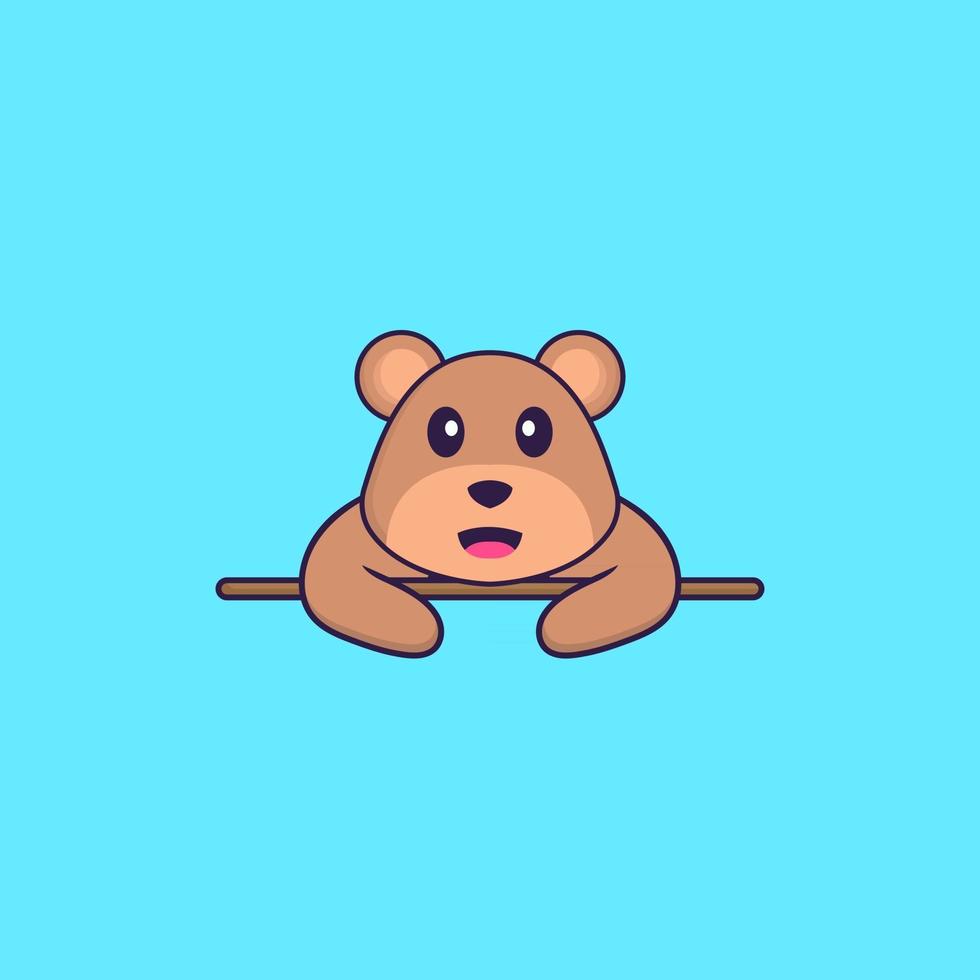 Cute bear lying down. Animal cartoon concept isolated. Can used for t-shirt, greeting card, invitation card or mascot. Flat Cartoon Style vector