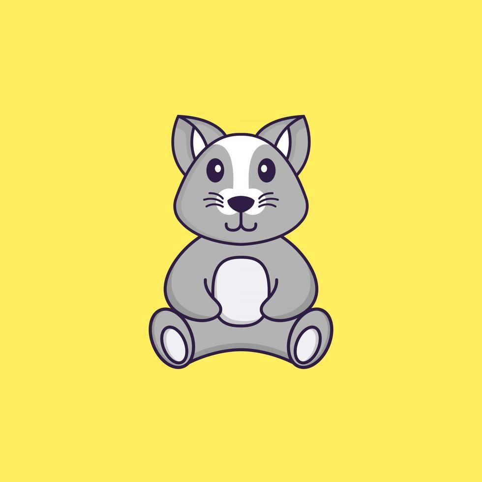 Cute rat is sitting. Animal cartoon concept isolated. Can used for t-shirt, greeting card, invitation card or mascot. Flat Cartoon Style vector
