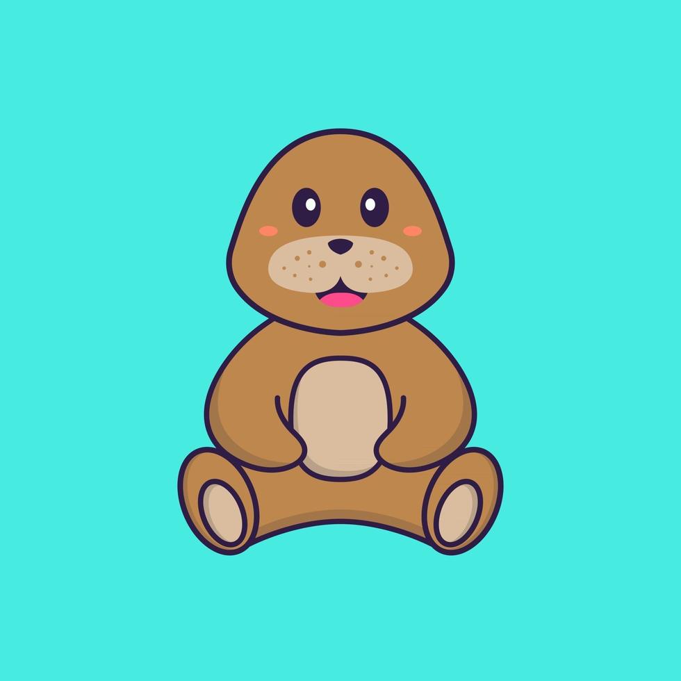 Cute dog is sitting. Animal cartoon concept isolated. Can used for t ...