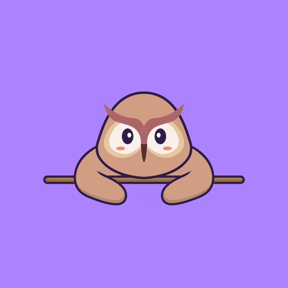 Cute owl lying down. Animal cartoon concept isolated. Can used for t-shirt, greeting card, invitation card or mascot. Flat Cartoon Style vector