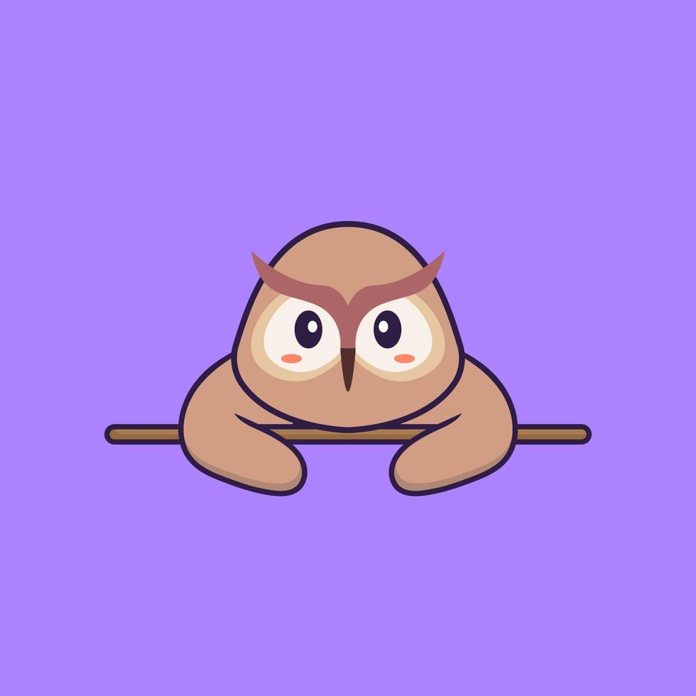 Cute owl lying down. Animal cartoon concept isolated. Can used for t-shirt, greeting card, invitation card or mascot. Flat Cartoon Style vector