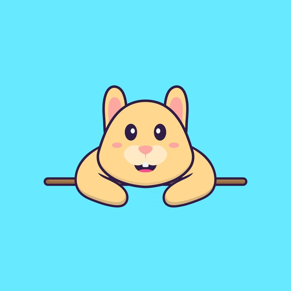 Cute rabbit lying down. Animal cartoon concept isolated. Can used for t-shirt, greeting card, invitation card or mascot. Flat Cartoon Style vector