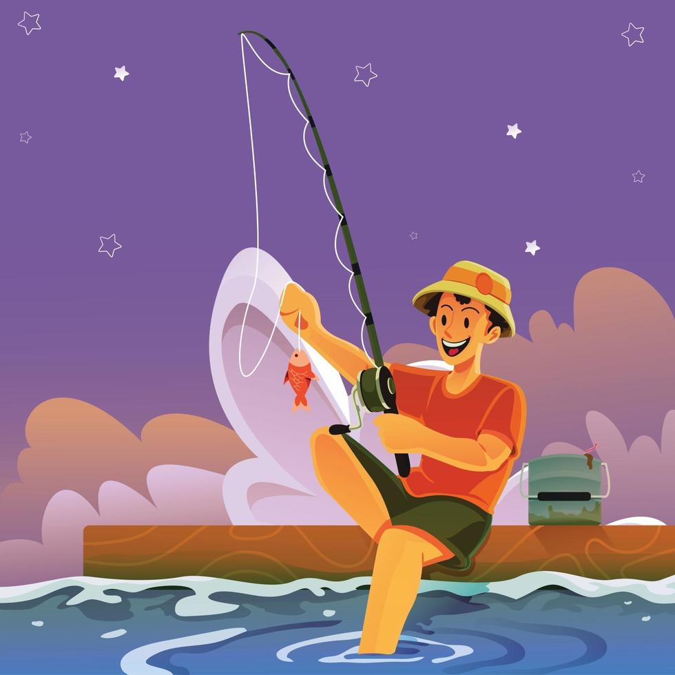 Fishing Till Dawn vector