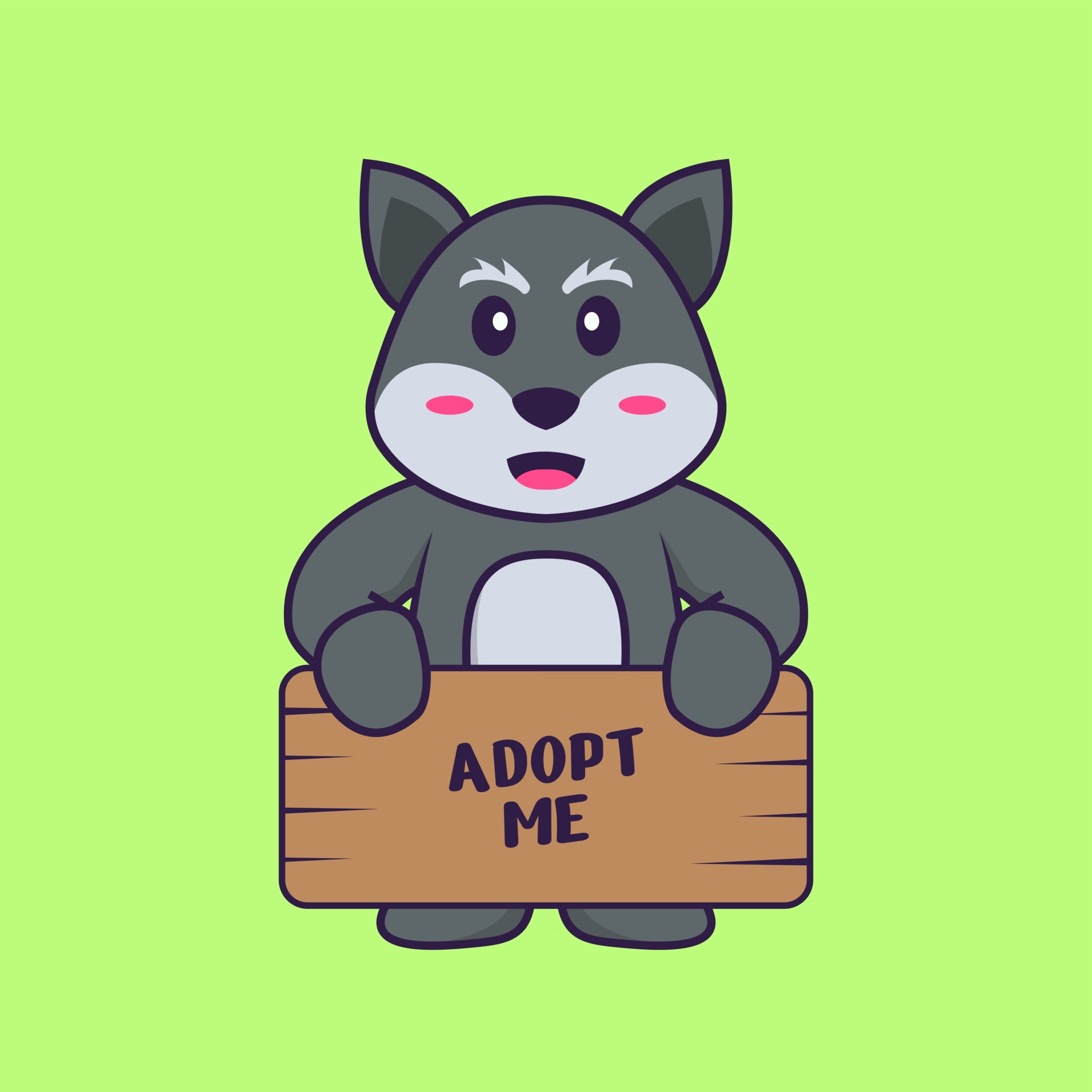 Cute fox holding a poster Adopt me. Animal cartoon concept isolated. Can  used for t-shirt, greeting card, invitation card or mascot. Flat Cartoon  Style 2872335 Vector Art at Vecteezy