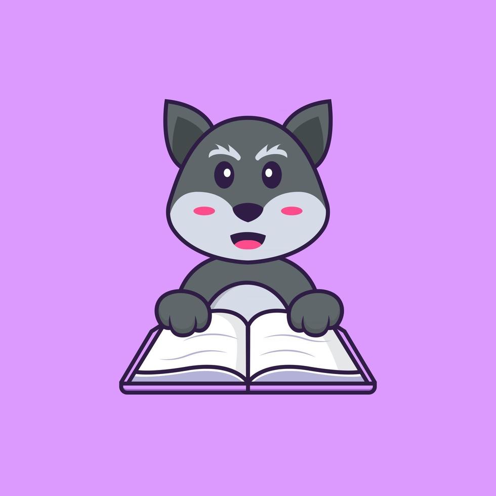 Cute fox reading a book. Animal cartoon concept isolated. Can used for t-shirt, greeting card, invitation card or mascot. Flat Cartoon Style vector