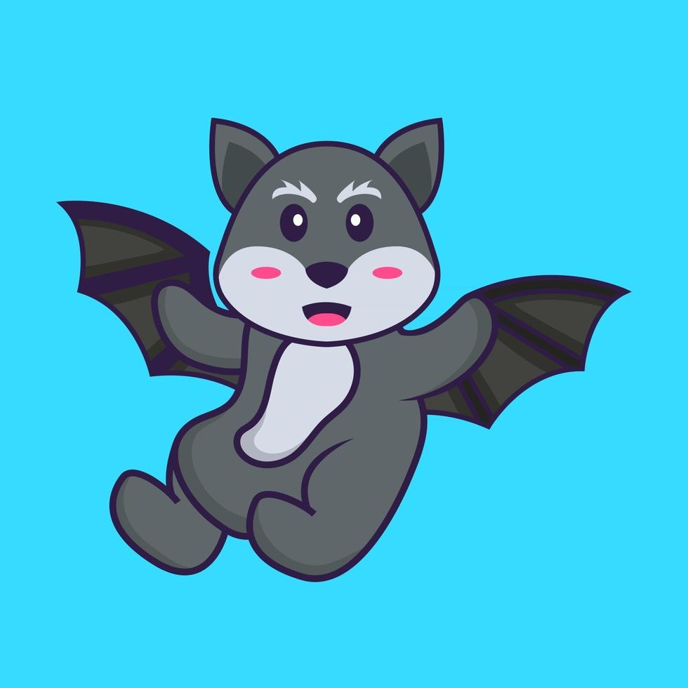 lindo zorro está volando con alas. aislado concepto de dibujos animados de animales. Puede utilizarse para camiseta, tarjeta de felicitación, tarjeta de invitación o mascota. estilo de dibujos animados plana vector