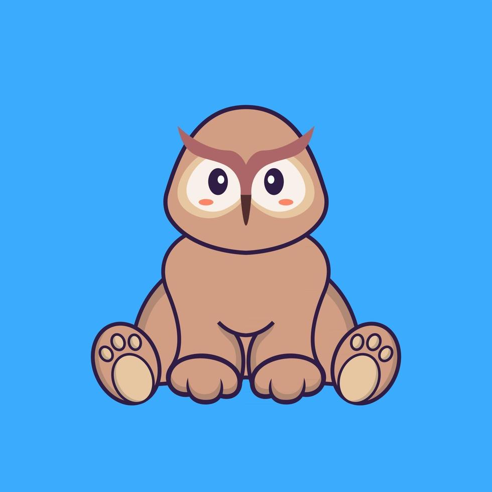 Cute owl is sitting. Animal cartoon concept isolated. Can used for t-shirt, greeting card, invitation card or mascot. Flat Cartoon Style vector