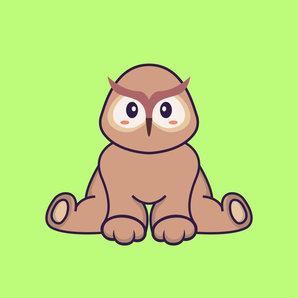Cute owl is sitting. Animal cartoon concept isolated. Can used for t-shirt, greeting card, invitation card or mascot. Flat Cartoon Style vector