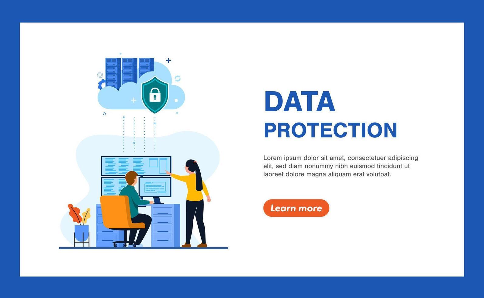 Ilustración de concepto en línea de seguridad de datos personales y seguridad de datos cibernéticos vector