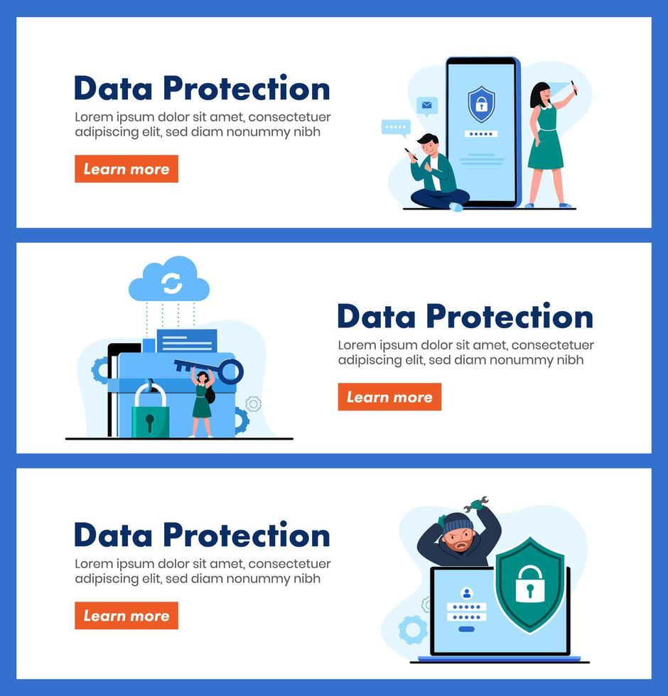 Ilustración de concepto en línea de seguridad de datos personales y seguridad de datos cibernéticos vector