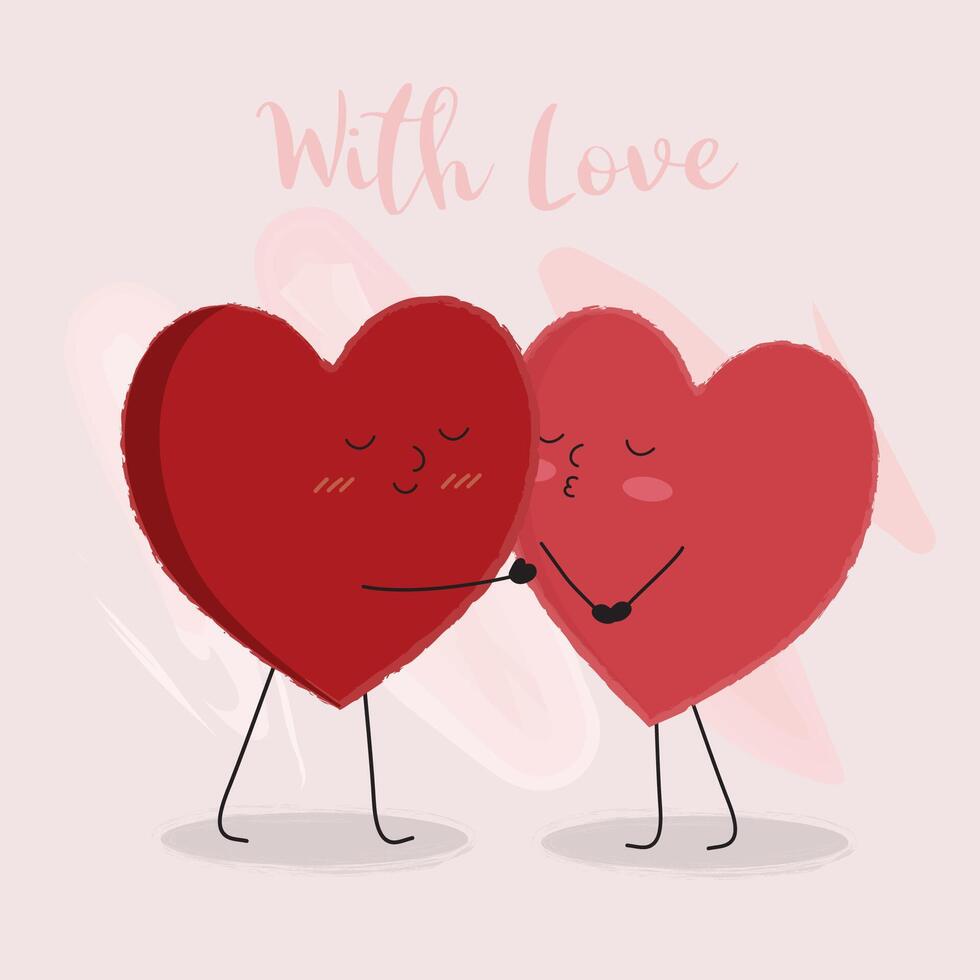 Vector illustration with the cute lover hand in hand