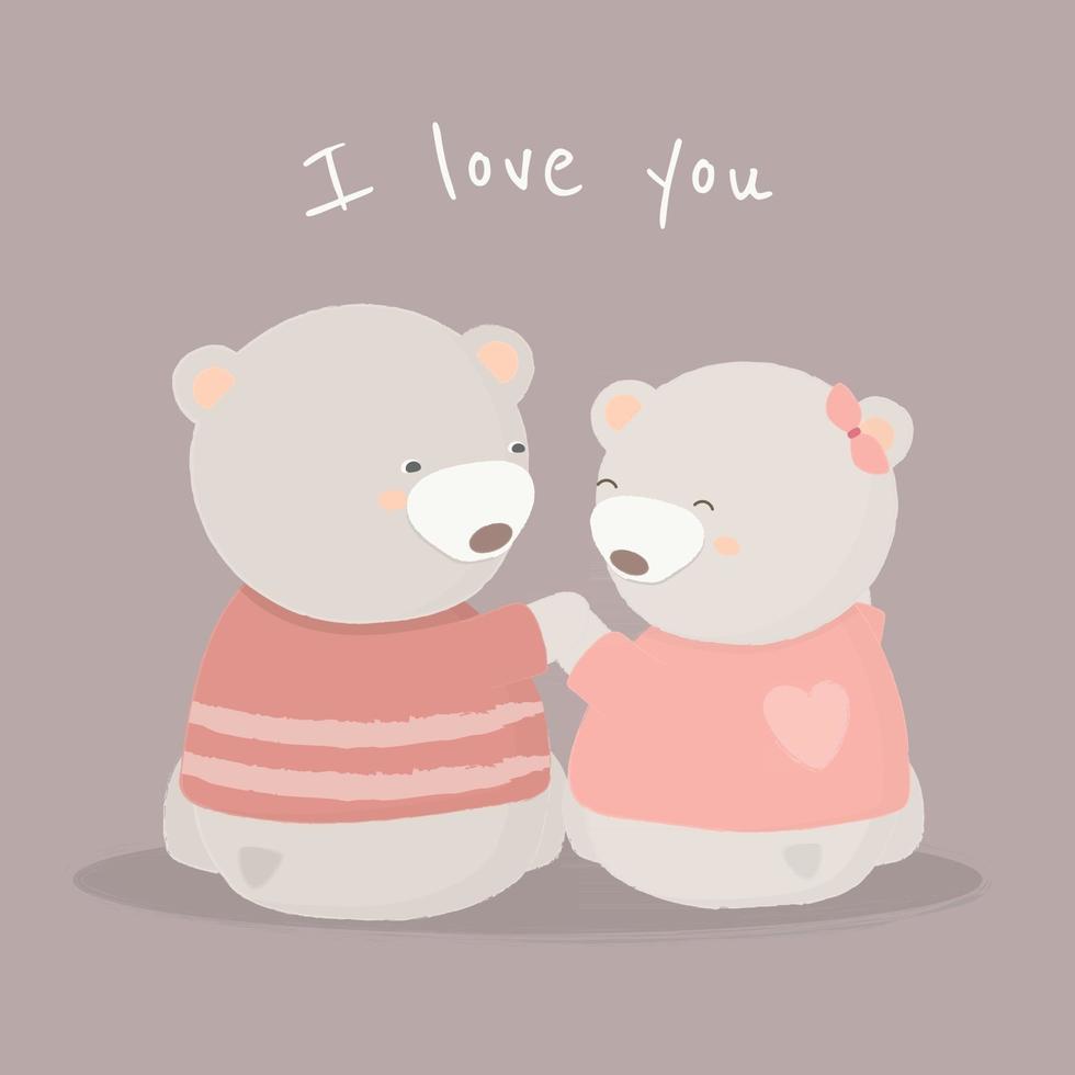 Lovely teddy bear vector cartoon Cute animals romantic couples in love  2914508 Vector Art at Vecteezy