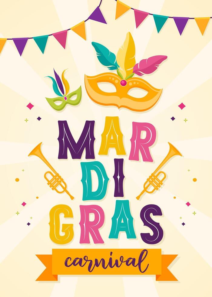 máscara de carnaval naranja con plumas. Hermoso concepto de diseño con hermosas letras para carteles, tarjetas de felicitación, invitaciones a fiestas, pancartas o volantes. ilustración vectorial. vector