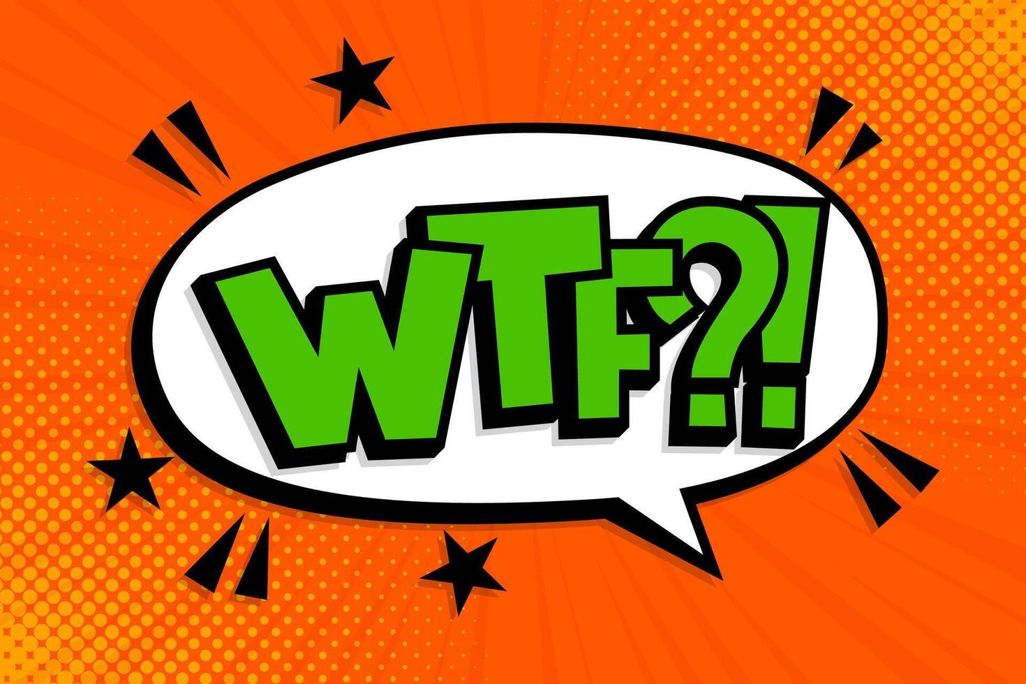 WTF Pop art comic book text speech bubble. Lettering oops vector