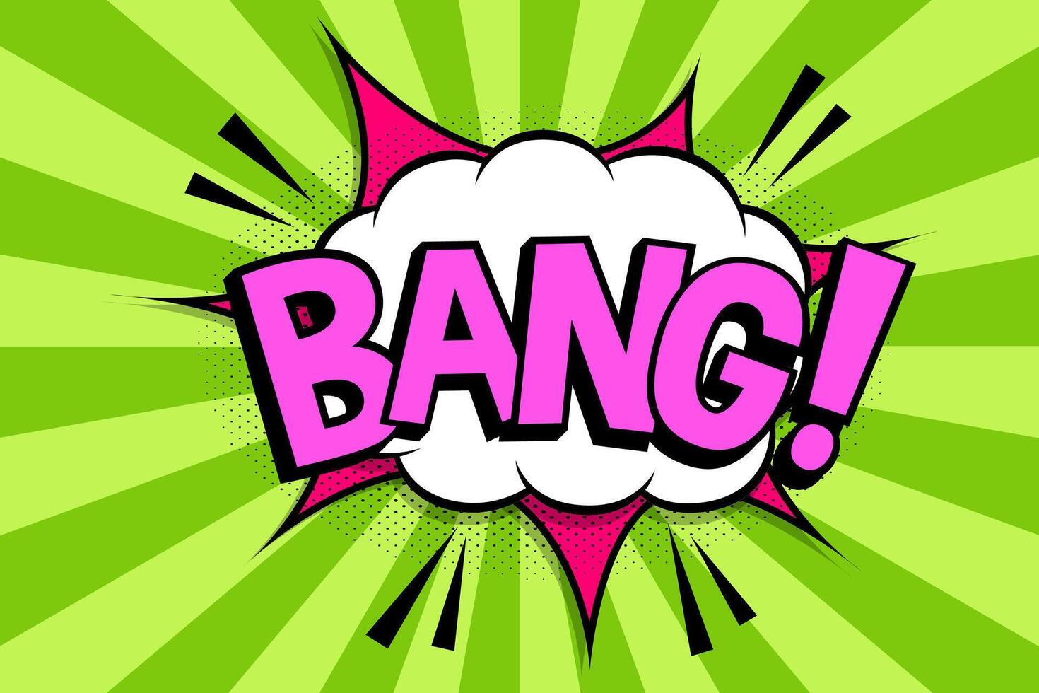 BANG Comics book abstract background. wording in comic speech bubble in pop art style on burst background vector