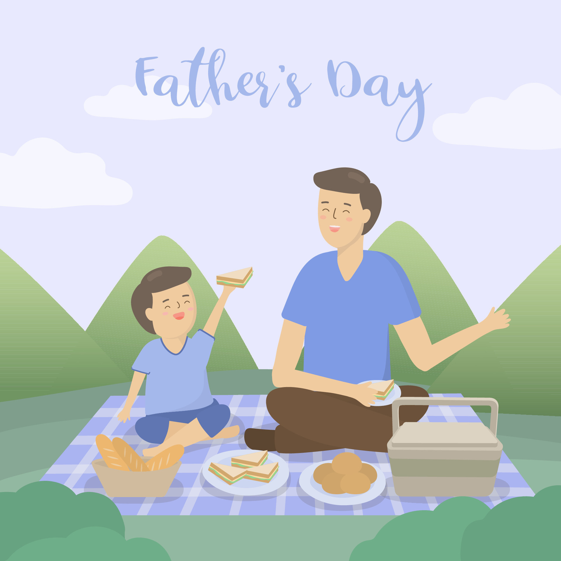 Father takes his son on Father’s Day camping trips 2914661 Vector Art