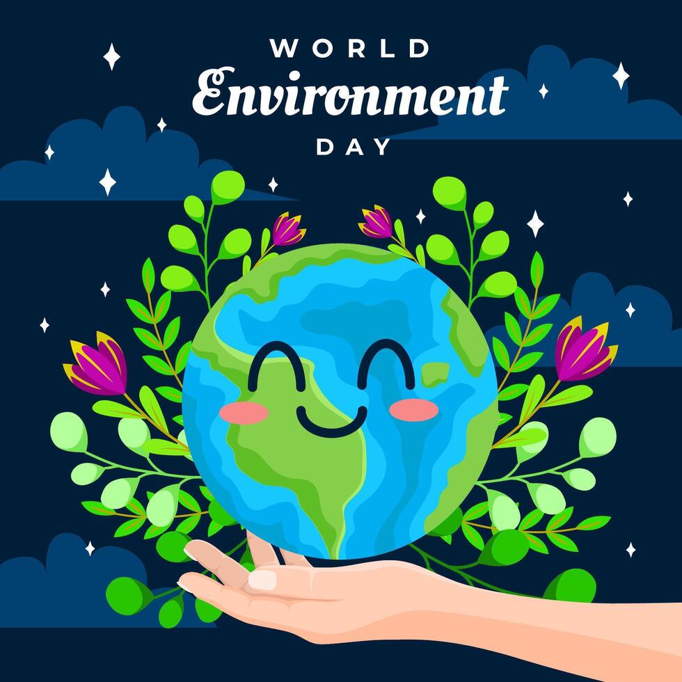World Environment Day. Hand hold the perfect world. vector
