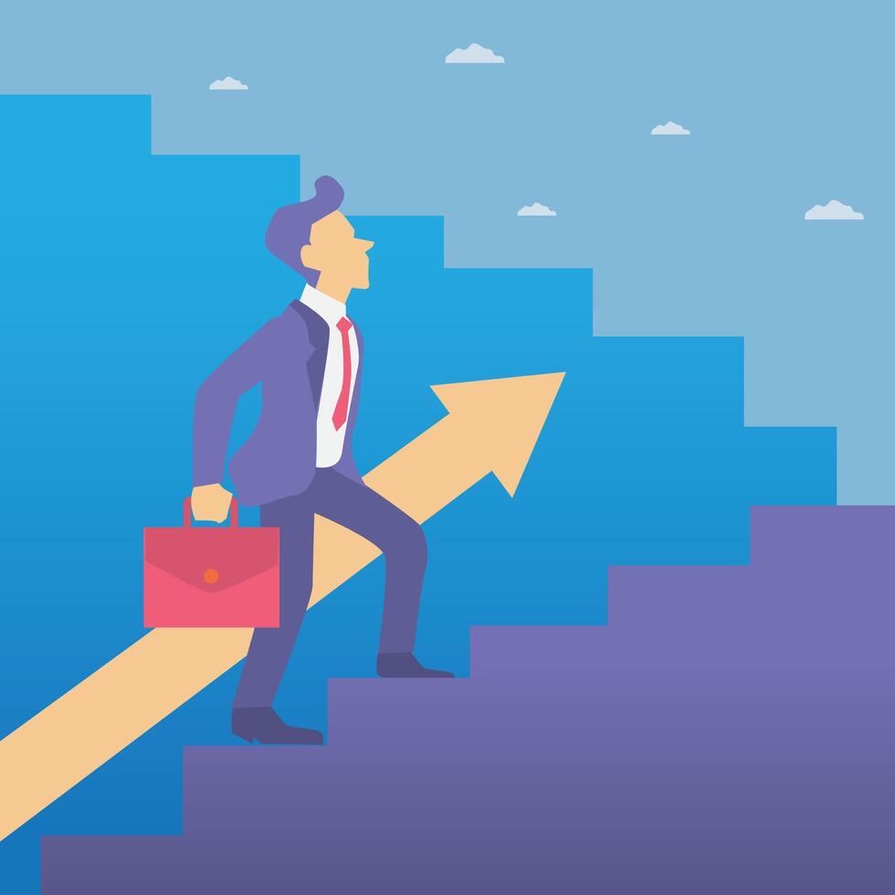 business person steps up the ladder of success vector