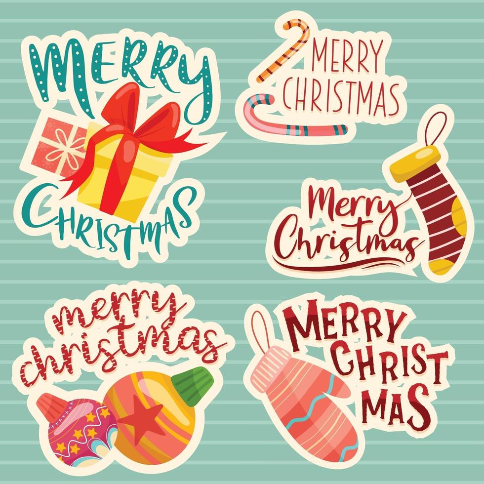 Merry Christmas Lettering Design Set. vector