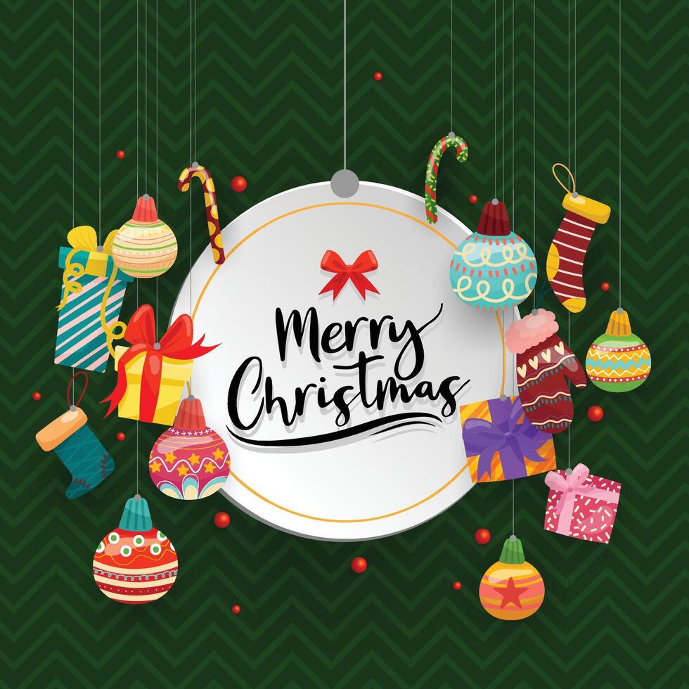 Merry Christmas with colorful gift boxes decorated in circles vector