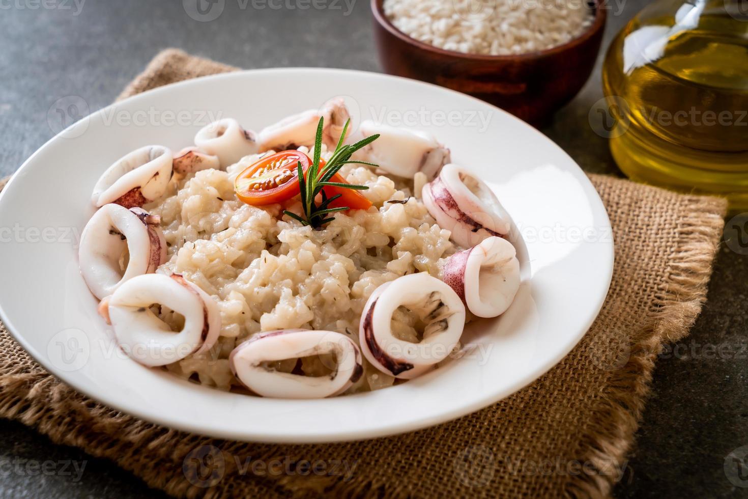 Homemade squids or octopus risotto photo