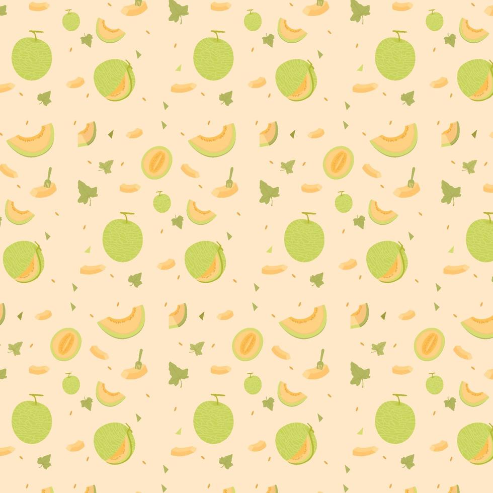 Melon Fruit Seamless Pattern vector