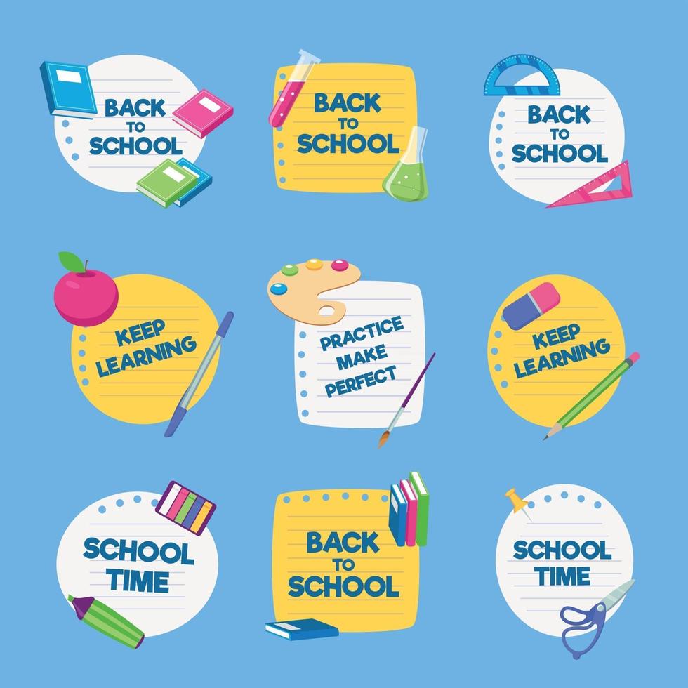 School Suplies Badges Set vector