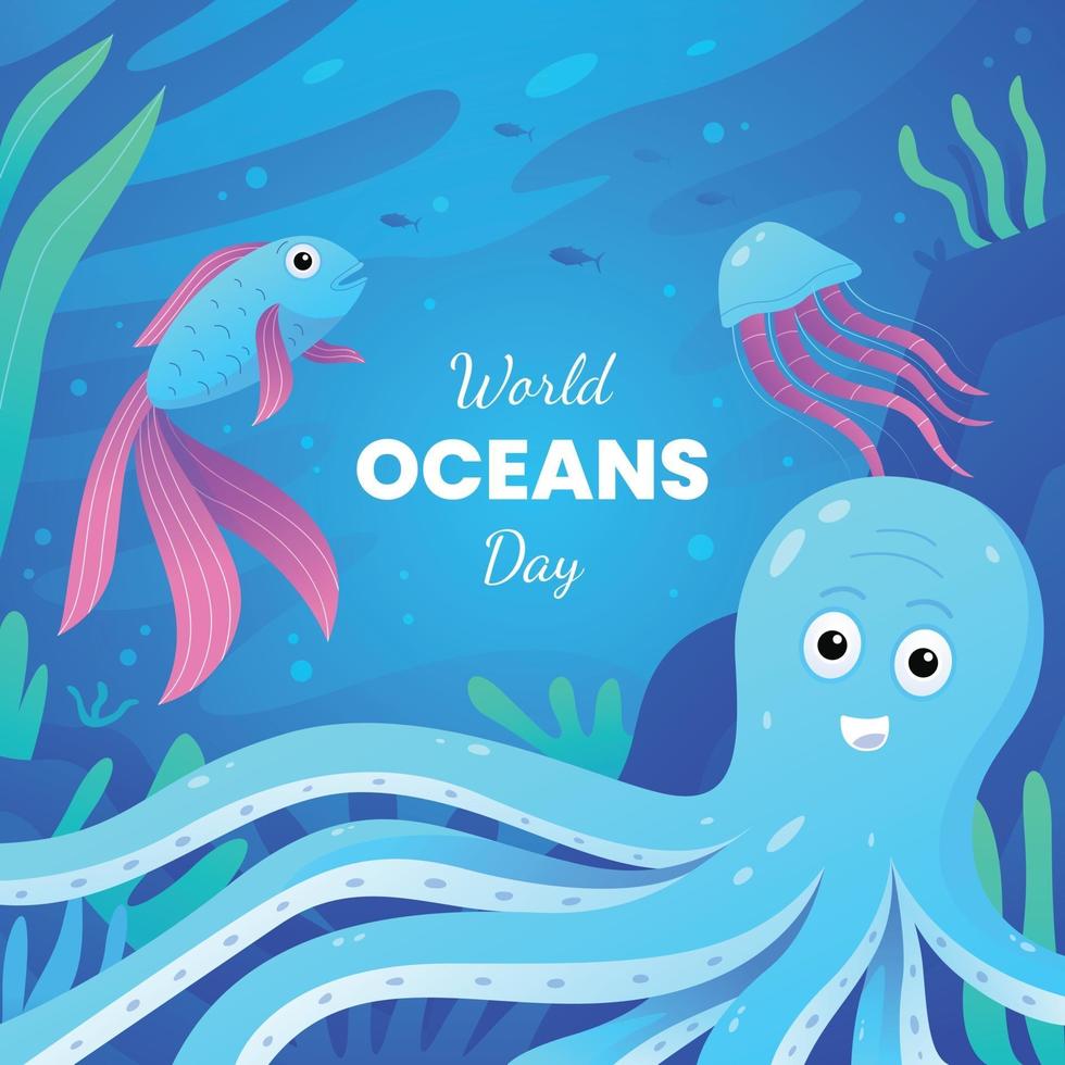 World Oceans Day Activism vector