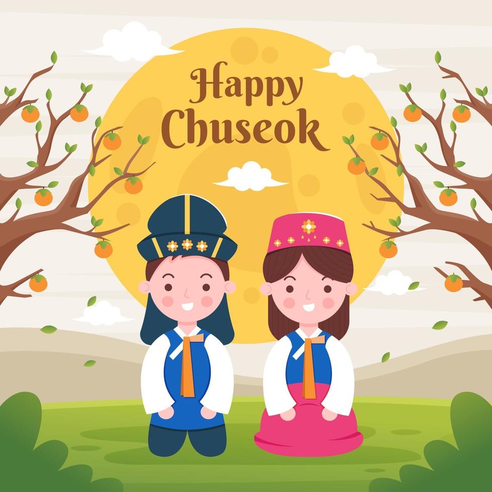 Happy Chuseok Festival in Korea vector